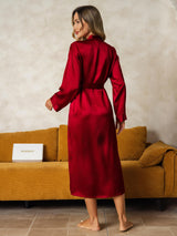 [Wine] SilkSilky-AU Long Sleeve Women's Dressing Gown 002