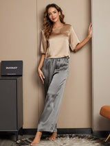 [Multi] SilkSilky-AU Half Sleeve Round Neck Women's Pyjamas 003