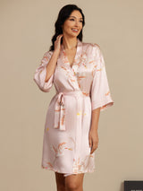 [Pink] SilkSilky-AU 3/4 Sleeve Women's Dressing Gown 006