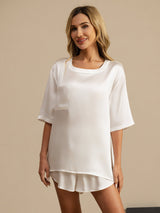 [White] SilkSilky-AU Short Sleeve Round Neck Women's Pyjamas 003