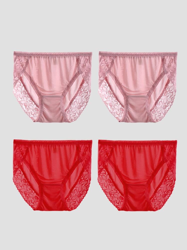 SilkSilky-AU Silk Knitted Panty Pink+Red 003