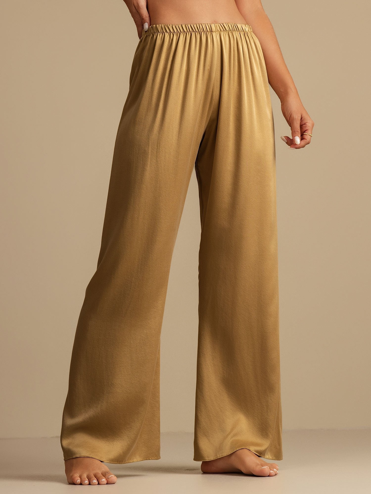 [Tan] SilkSilky-AU 19Momme Washable Silk Womens Sleep Bottoms 001,