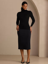 [Black] SilkSilky-AU Long Sleeve Turtle Neck Women's T-Shirt 007