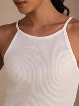 [White] SilkSilky-AU Sleeveless Crew Neck Camisole 005