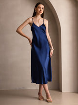 [Dark Blue] SilkSilky-AU Sleeveless V Neck Dress 001