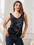 SilkSilky AU Pure Silk Sleeveless V Neck Camisole Black 003