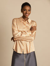 [Floral] SilkSilky-AU Long Sleeve Lapel Collar Women's Shirt 005