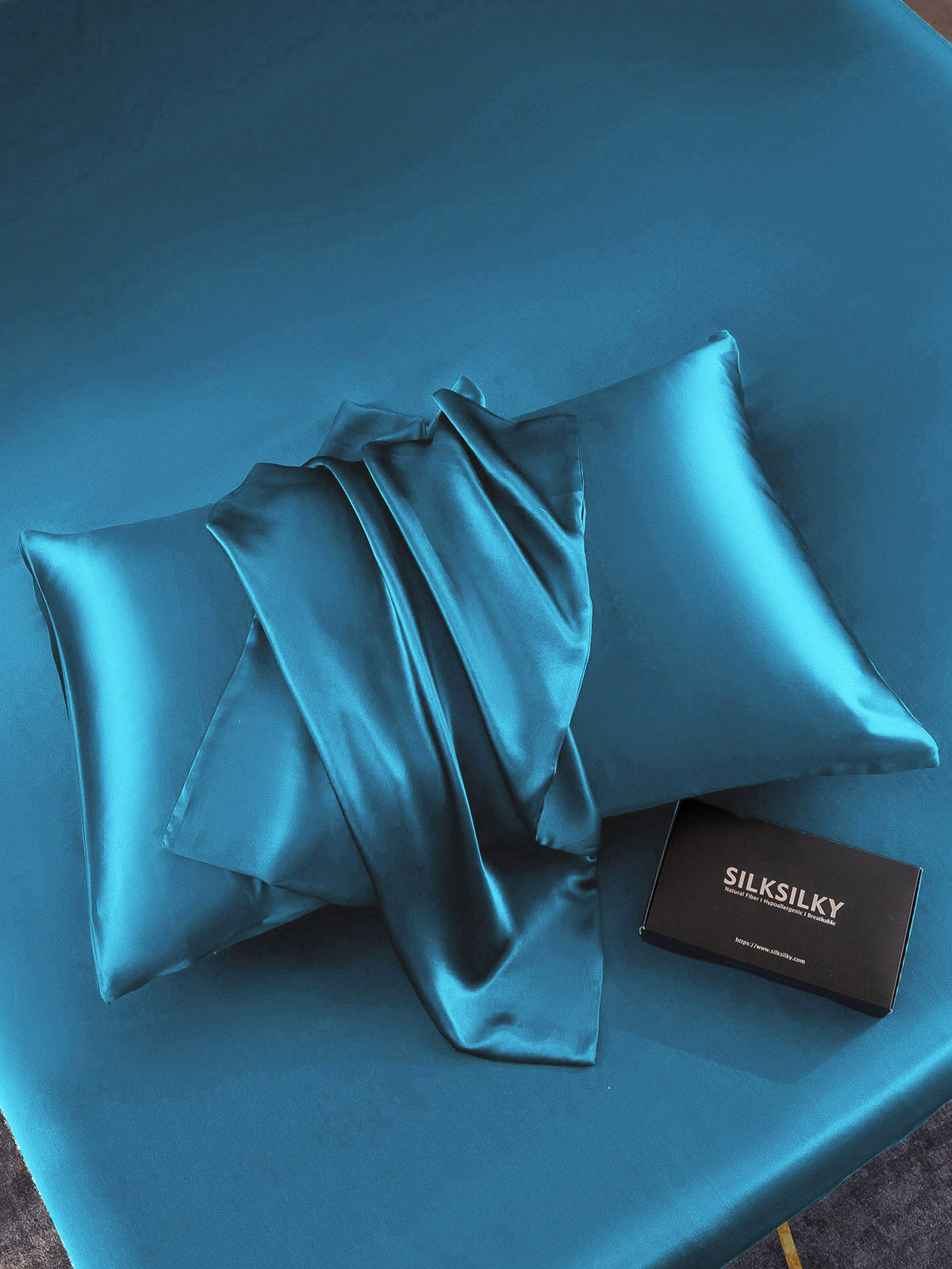 SilkSilky-AU 19Momme Pure Silk Pillowcase Teal 006