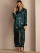 [Emerald Zebra] SilkSilky-AU Long Sleeve Lapel Collar Women's Pyjamas 006