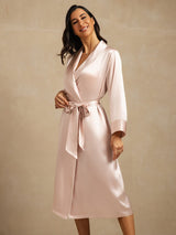 [Pink] SilkSilky-AU Pure Silk Collar Women's Dressing Gown 009,