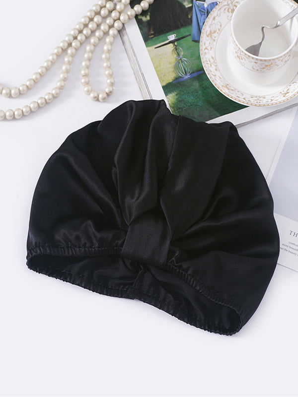 [Black] SilkSilky-AU Pure Silk Sleep Cap 002