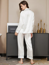 [White] SilkSilky-AU Long Sleeve Notch Collar Women's Pyjamas 002