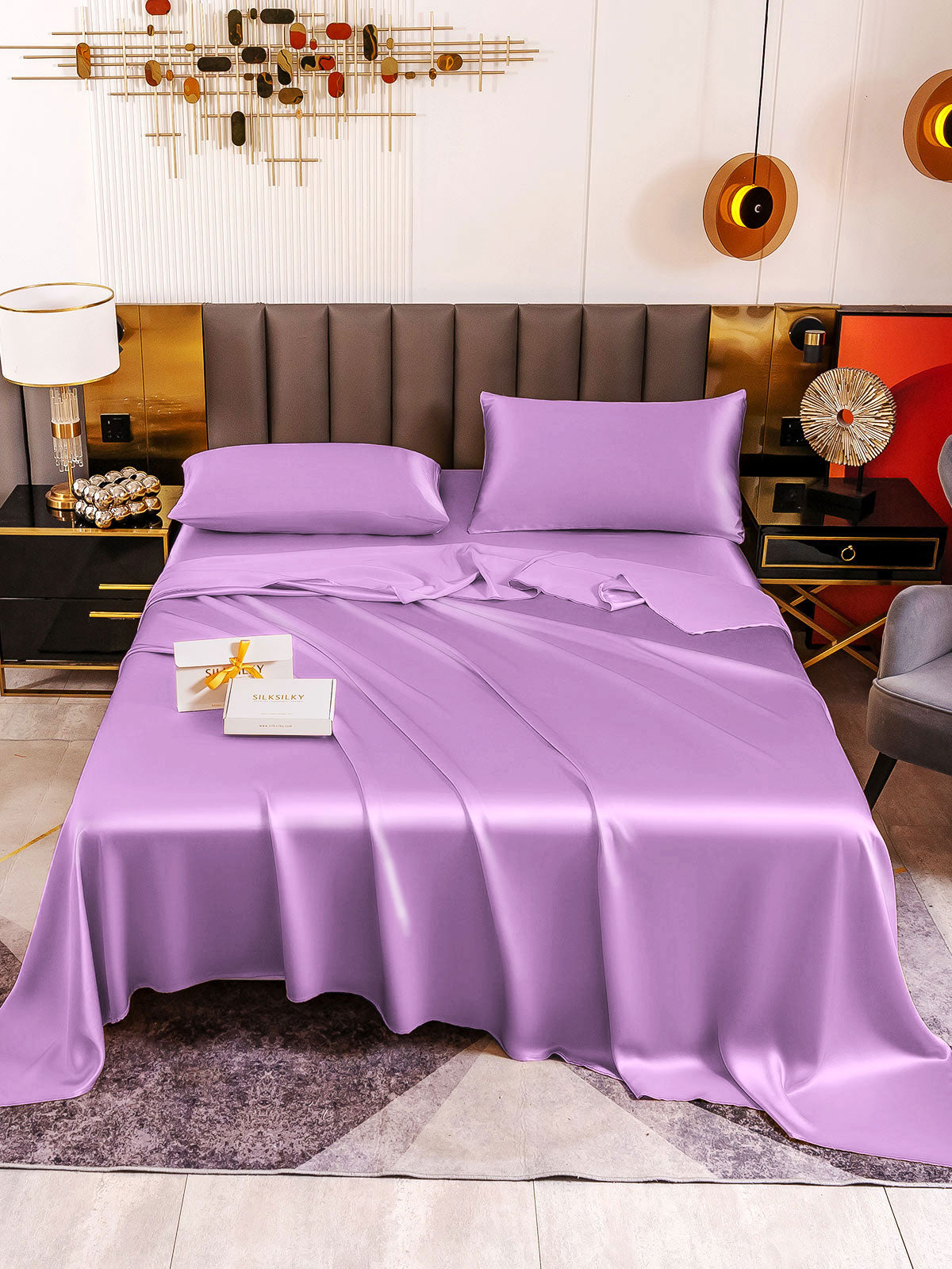 SilkSilky AU 19Momme Pure Silk Bedding Set Lavender 002