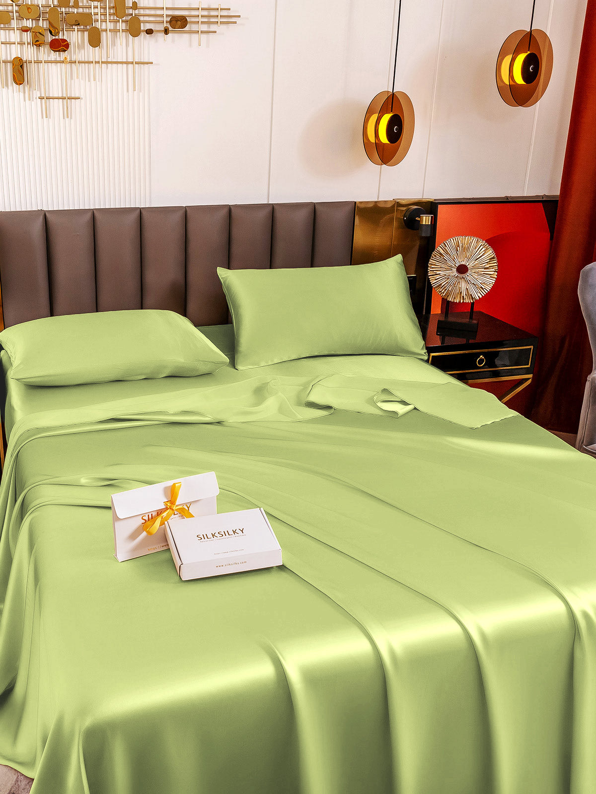 [Mint Green] SilkSilky-AU 19Momme Pure Silk Bedding Set 005