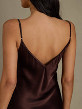 [Coffee] SilkSilky-AU Sleeveless V Neck Nightgown 005