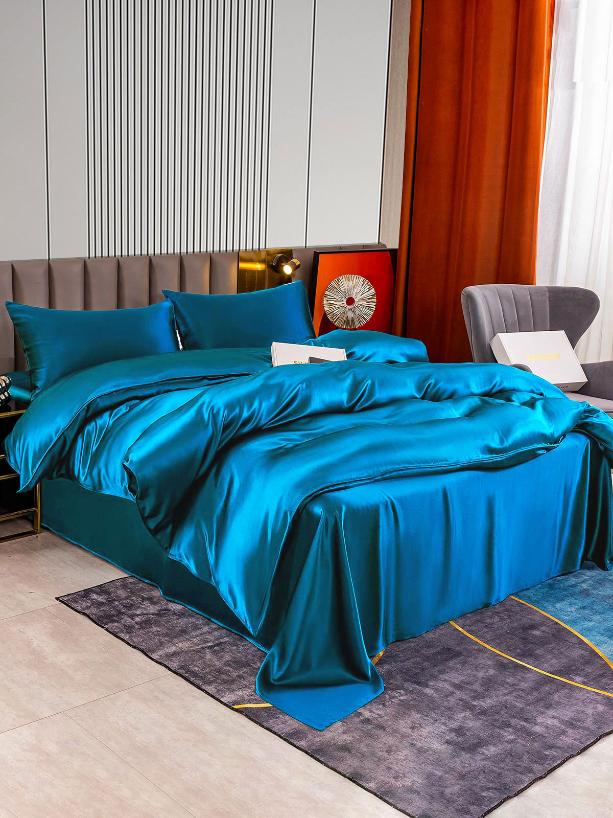 [Teal] SilkSilky-AU 22Momme Bedding Set 002