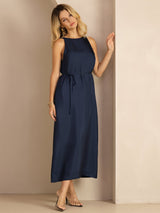 [Dark Blue] SilkSilky-AU Sleeveless Crew Neck Dress 004