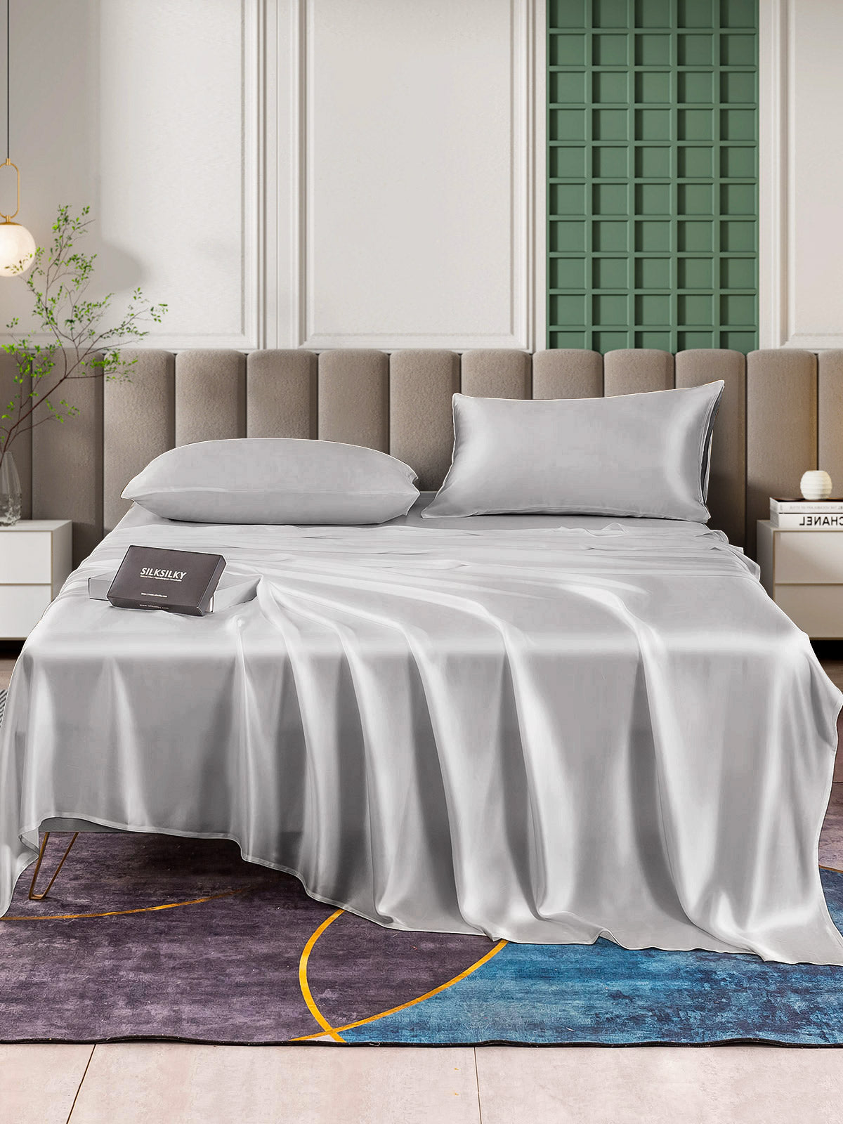 SilkSilky AU 25Momme Pure Silk Bedding Set Silver 001