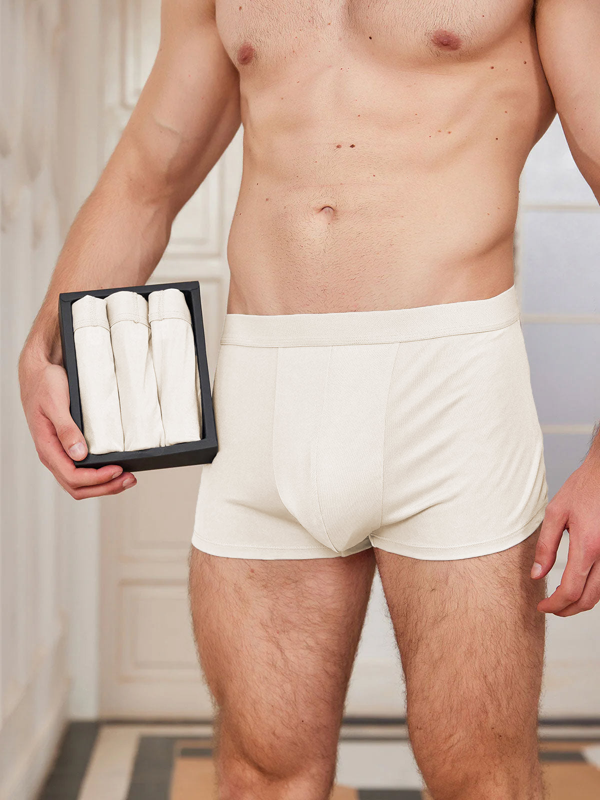 [Beige] SilkSilky-AU Pure Silk Mens Underwear 001