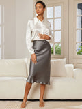 SilkSilky AU 19Momme Pure Silk Skirt DarkGray 001