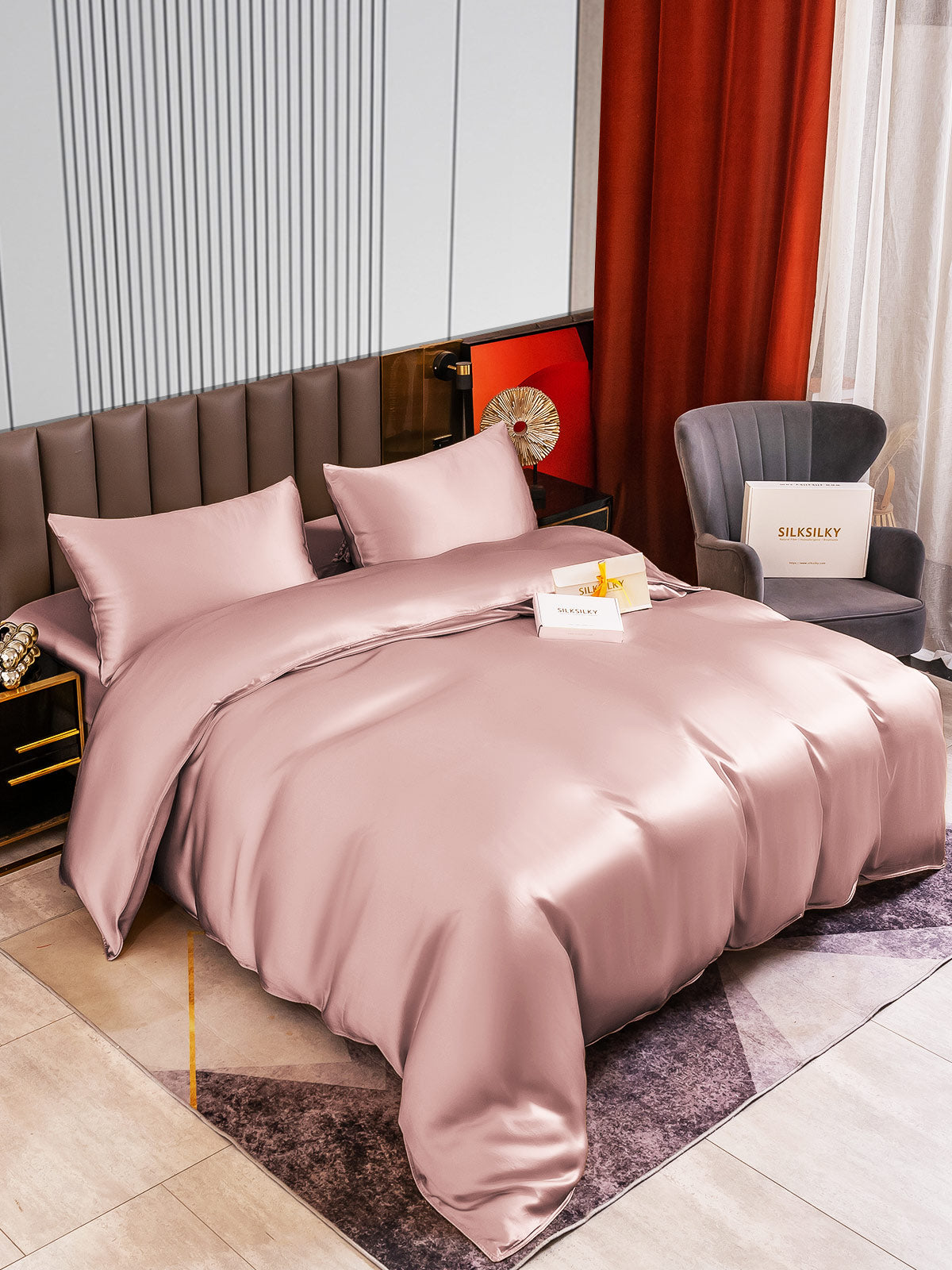 SilkSilky AU 22Momme Pure Silk Bedding Set PaleMauve 002