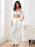 SilkSilky AU Pure Silk Half Sleeve Womens Pajamas White 001