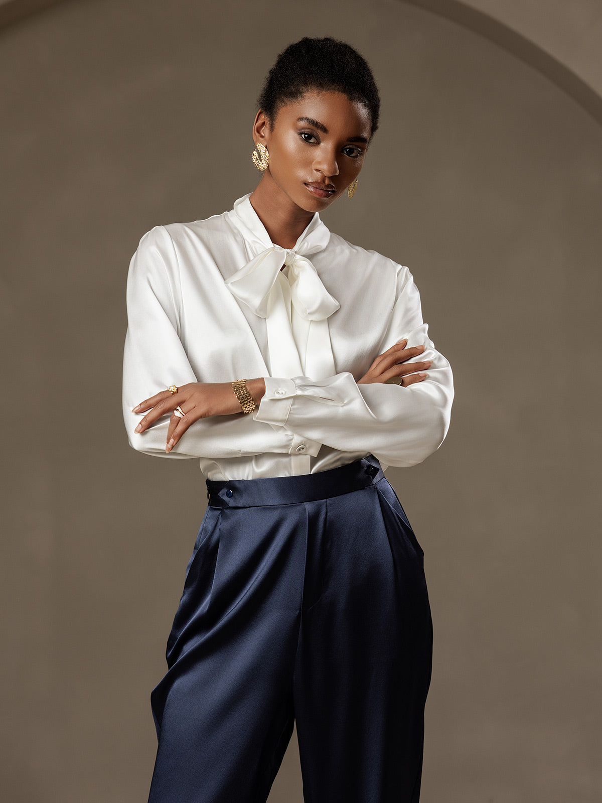 [Dark Blue] SilkSilky-AU 19Momme Silk Womens Pants 003