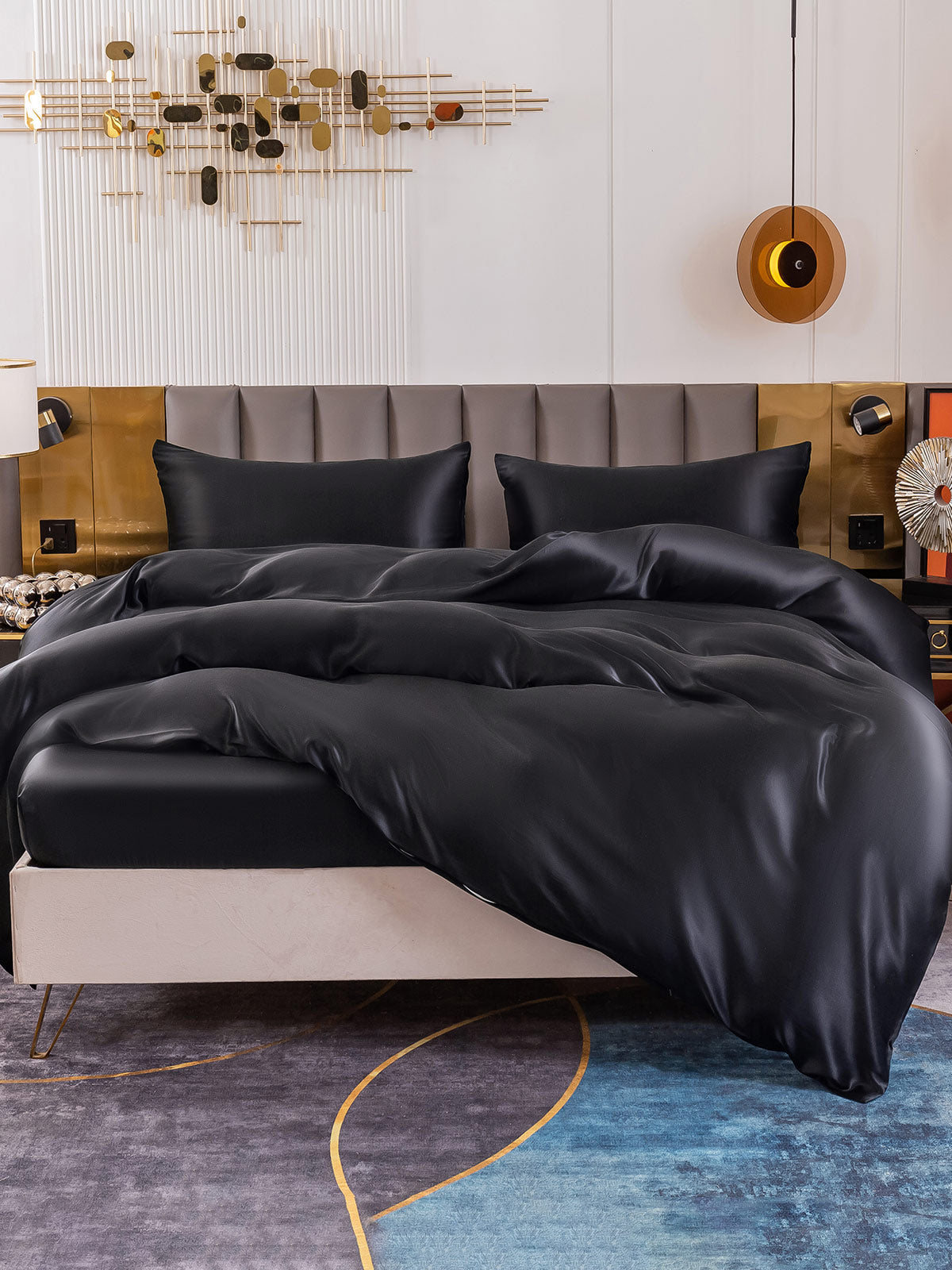 SilkSilky AU 19Momme Pure Silk Bedding Set Black 004