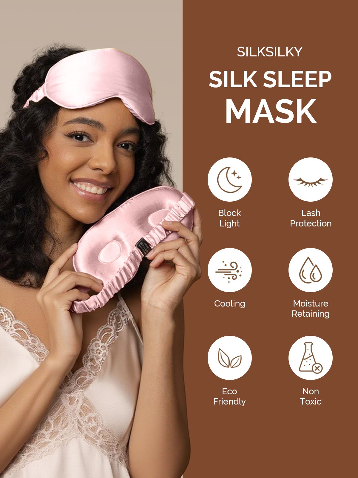 [Pink] SilkSilky-AU 22Momme Pure Silk Eye Mask 003