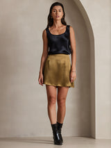 [Black] SilkSilky-AU 19Momme Stretch Silk Charmeuse Sleeveless Scoop Neck Camisole 006