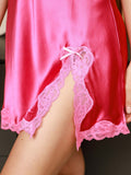 SilkSilky AU Pure Silk Sleeveless V Neck Nightgown HotPink 006