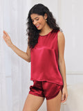 SilkSilky-AU Pure Silk Sleeveless Round Neck Women's Pyjamas Wine 005