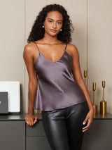 [Purple Gray] SilkSilky-AU Spaghetti Strap V Neck Camisole 006