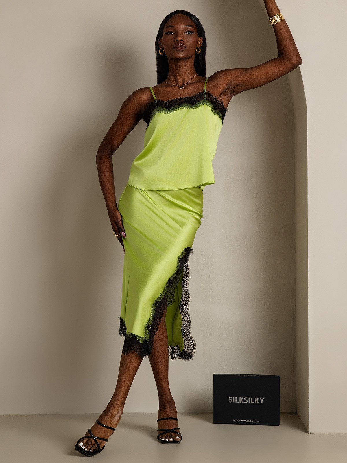 SilkSilky-AU 19Momme Silk Camisole Set MintGreen 003