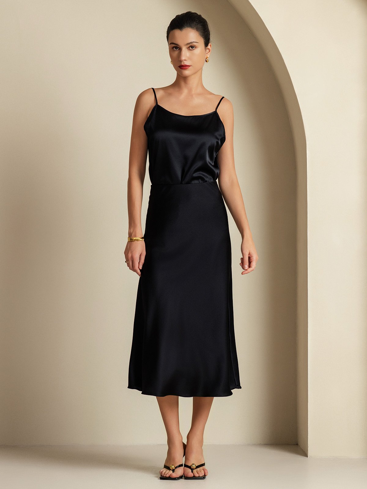 [Black] SilkSilky-AU 19Momme Pure Silk Womens Outfit Sets 003,