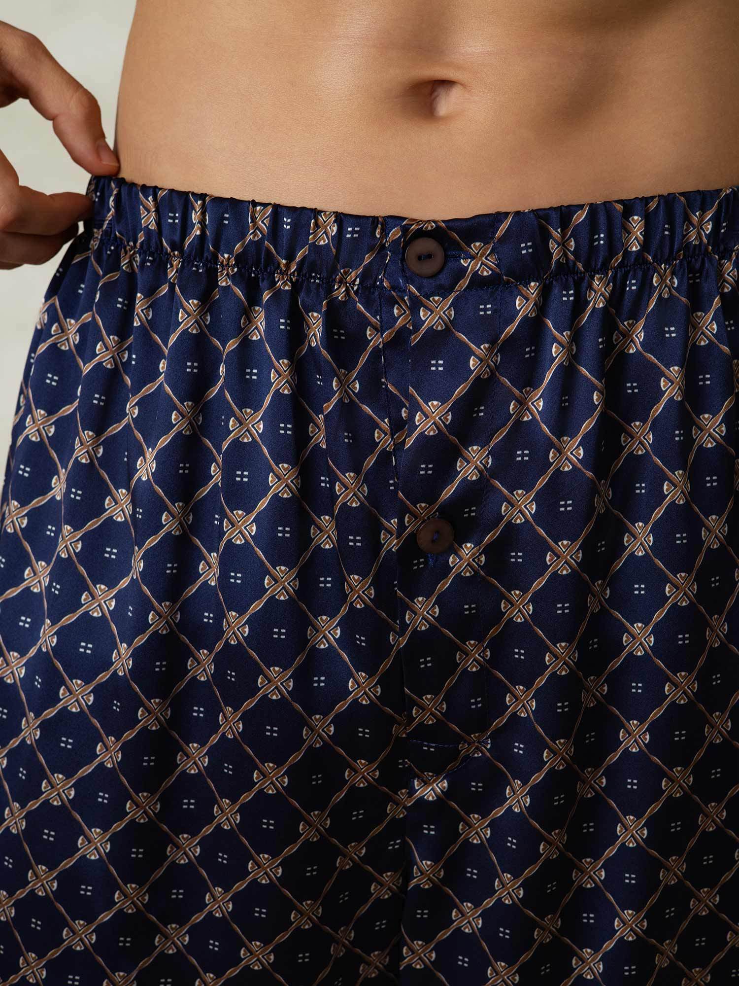 [NavyChain] SilkSilky-AU Pure Silk Mens Sleep Bottoms 006