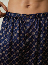 [Navy Chain] SilkSilky-AU Pure Silk Mens Sleep Bottoms 006,