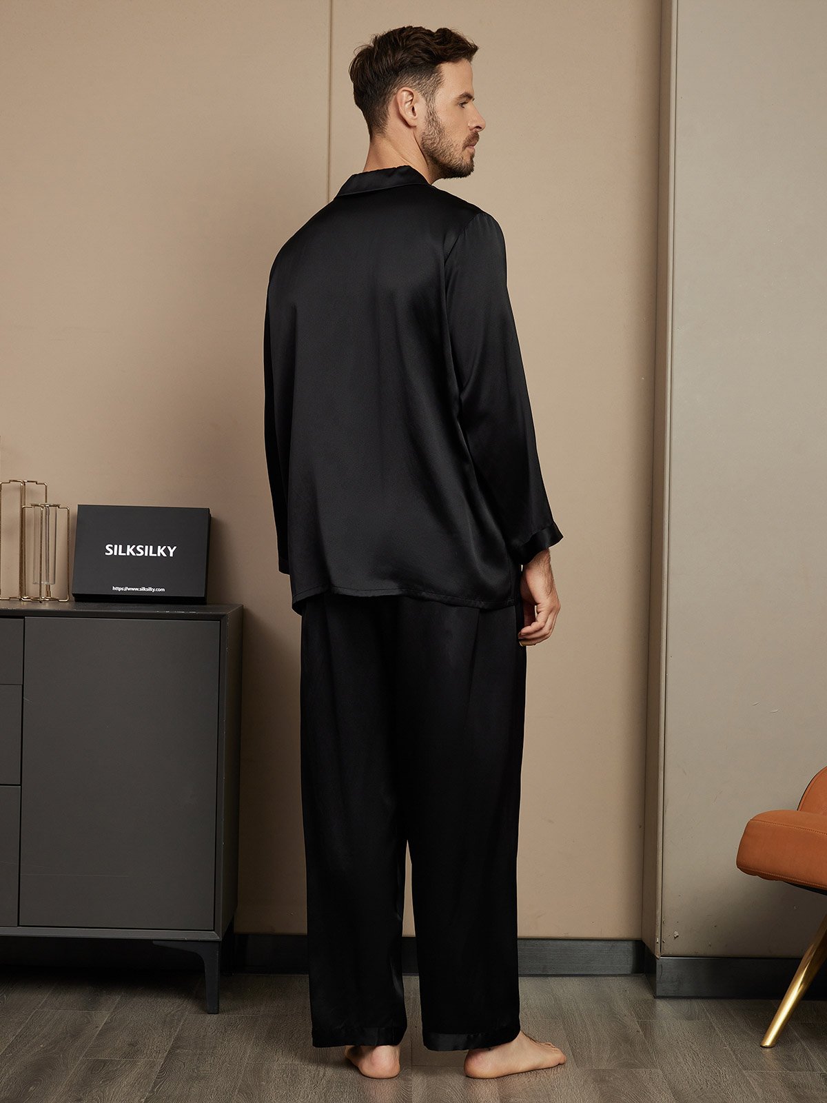 [Black] SilkSilky-AU Pure Silk Mens Pajamas 002
