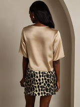 [Champagne] SilkSilky-AU Half Sleeve Scoop Neck Women's T-Shirt 002