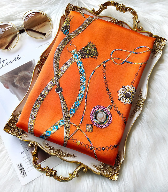 SilkSilky AU Pure Silk Scarf Orange 003