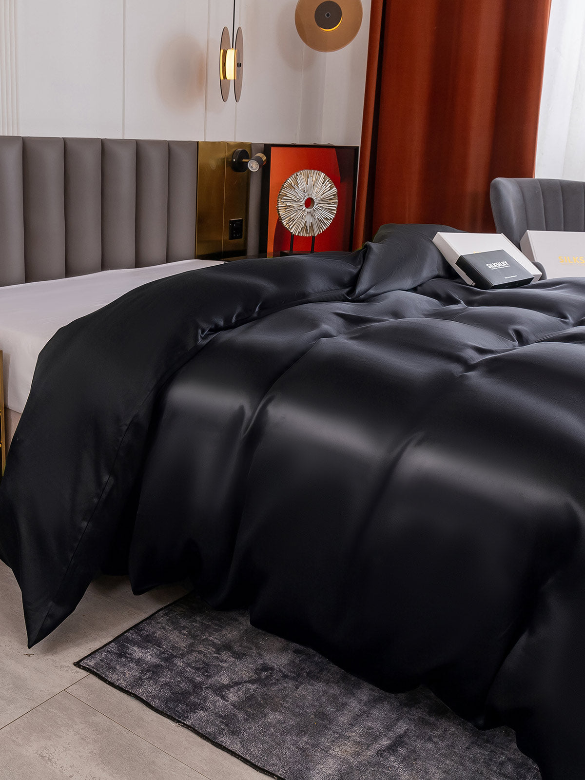 SilkSilky AU 19Momme Pure Silk Duvet Cover Black 002