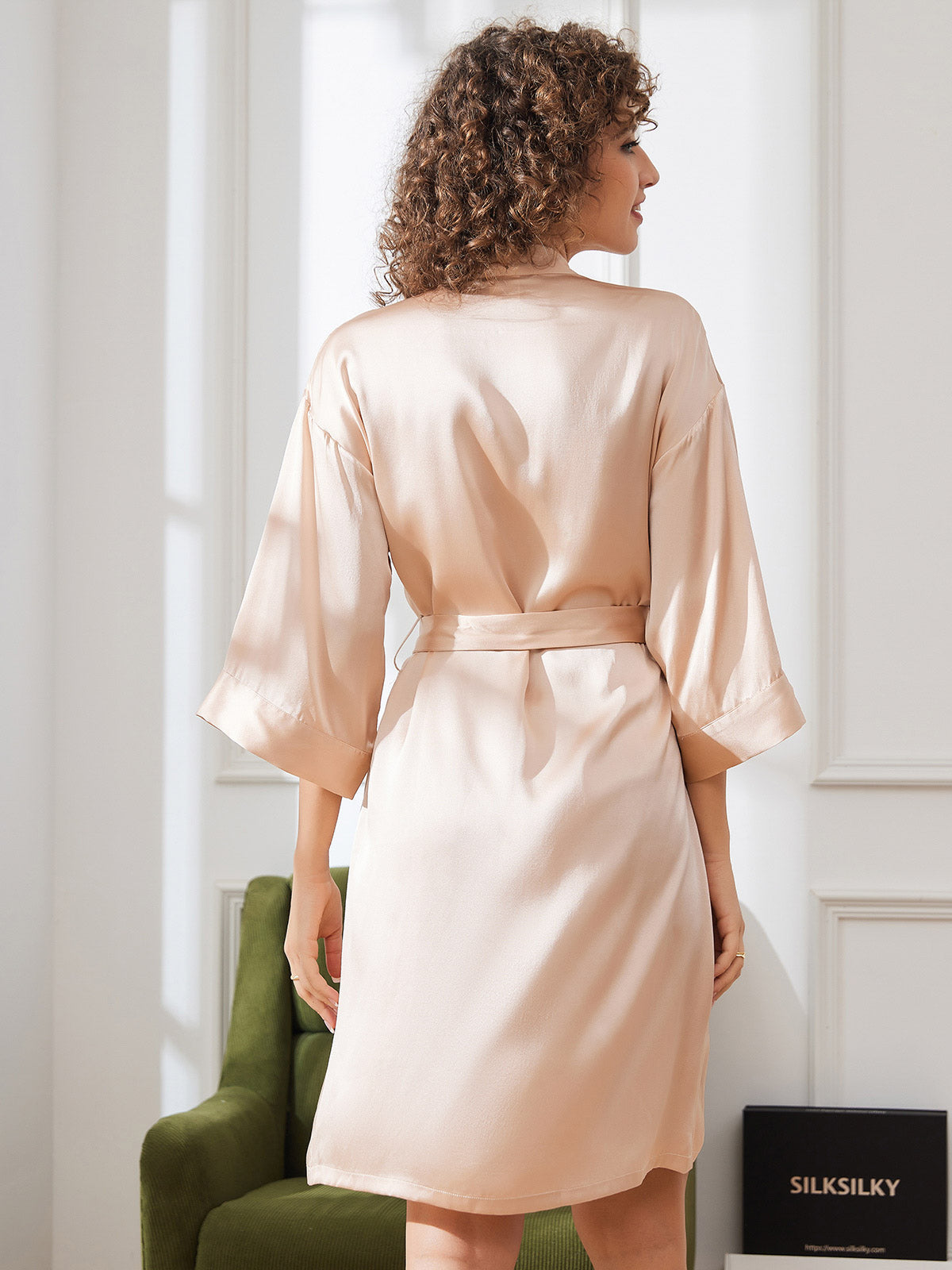 [Champagne] SilkSilky-AU Pure Silk Womens Robe 002