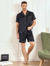 [Black] SilkSilky-AU Short Sleeve Notch Collar Men's Pyjamas 005