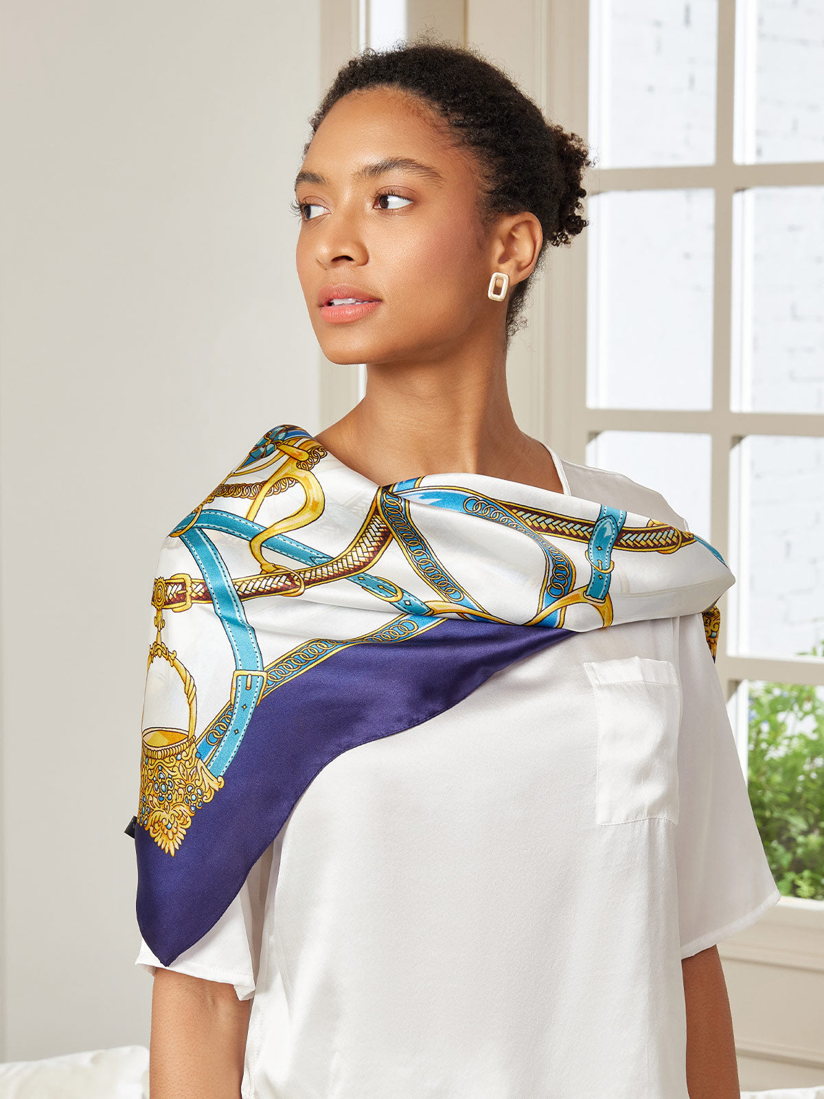 SilkSilky AU Pure Silk Scarf Blue 001