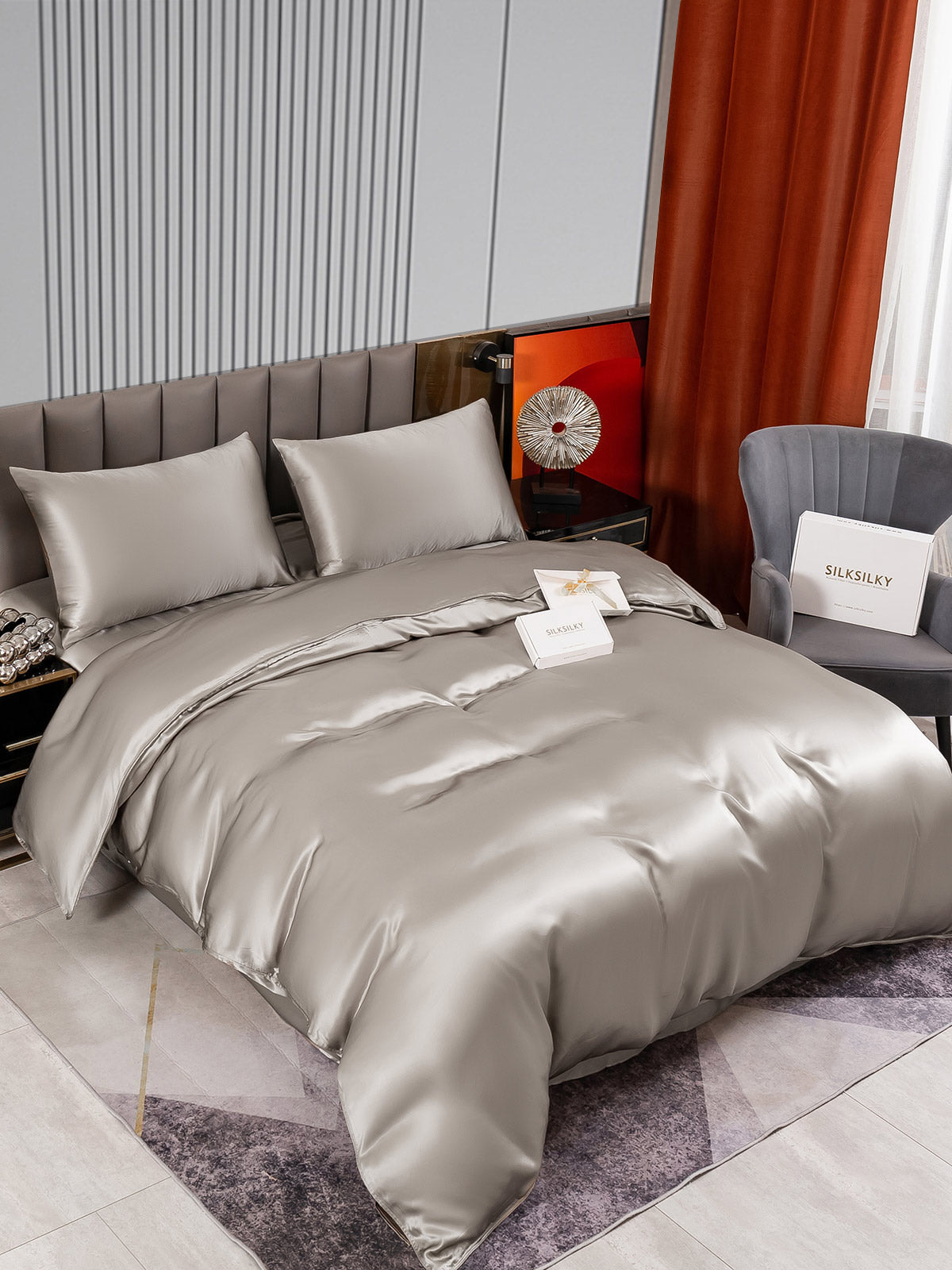 [Gray] SilkSilky-AU 22Momme Bedding Set 002