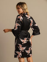 [Black] SilkSilky-AU 3/4 Sleeve Women's Dressing Gown 002