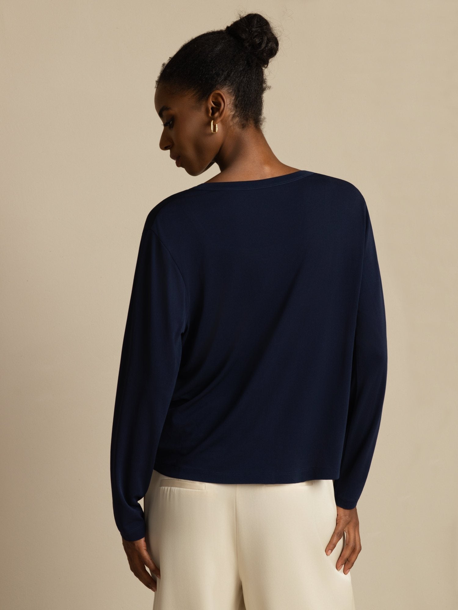 [Dark Blue] SilkSilky-AU Long Sleeve Women's Cardigan 002