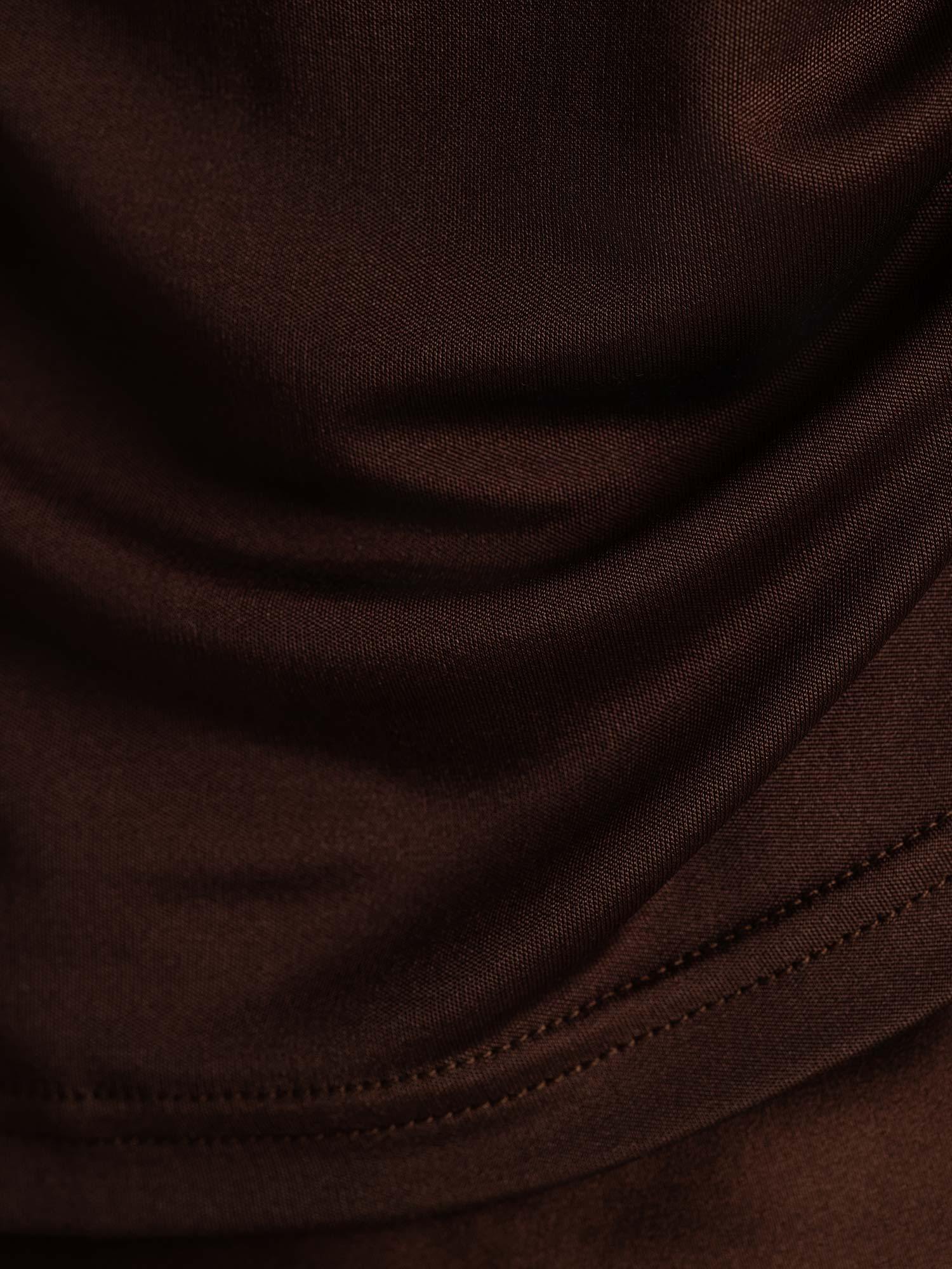[Coffee] SilkSilky-AU Pure Silk Collar Women's T-Shirt 005