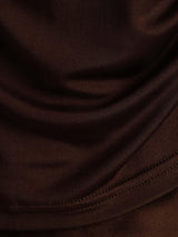 [Coffee] SilkSilky-AU 100% Silk Jersey Short Sleeve Mock Neck Women's T-Shirt 005