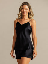 [Black] SilkSilky-AU Sleeveless V Neck Camisole Set 004